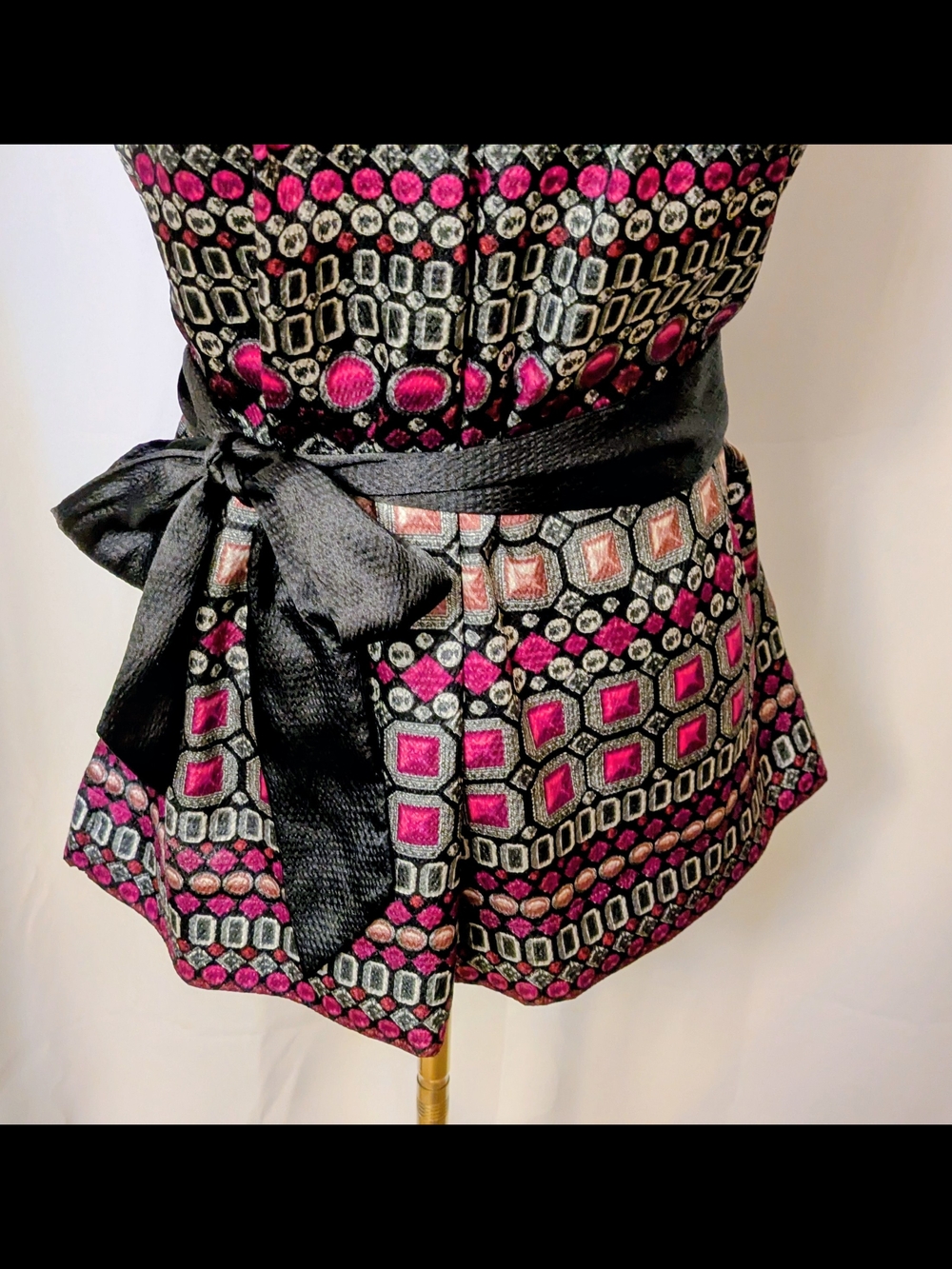 Apt. 9 Sleeveless Jewel-Print Fit & Flare Dress in Black and Fuchsia - Picture 5 of 8